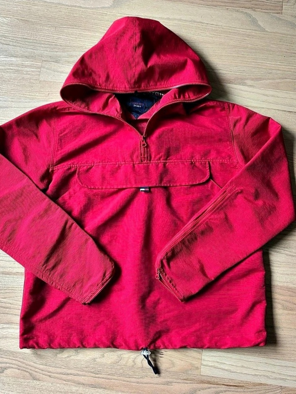 Vintage 90s Tommy Hilfiger Red Windbreaker Rain Jacket Women’s XL